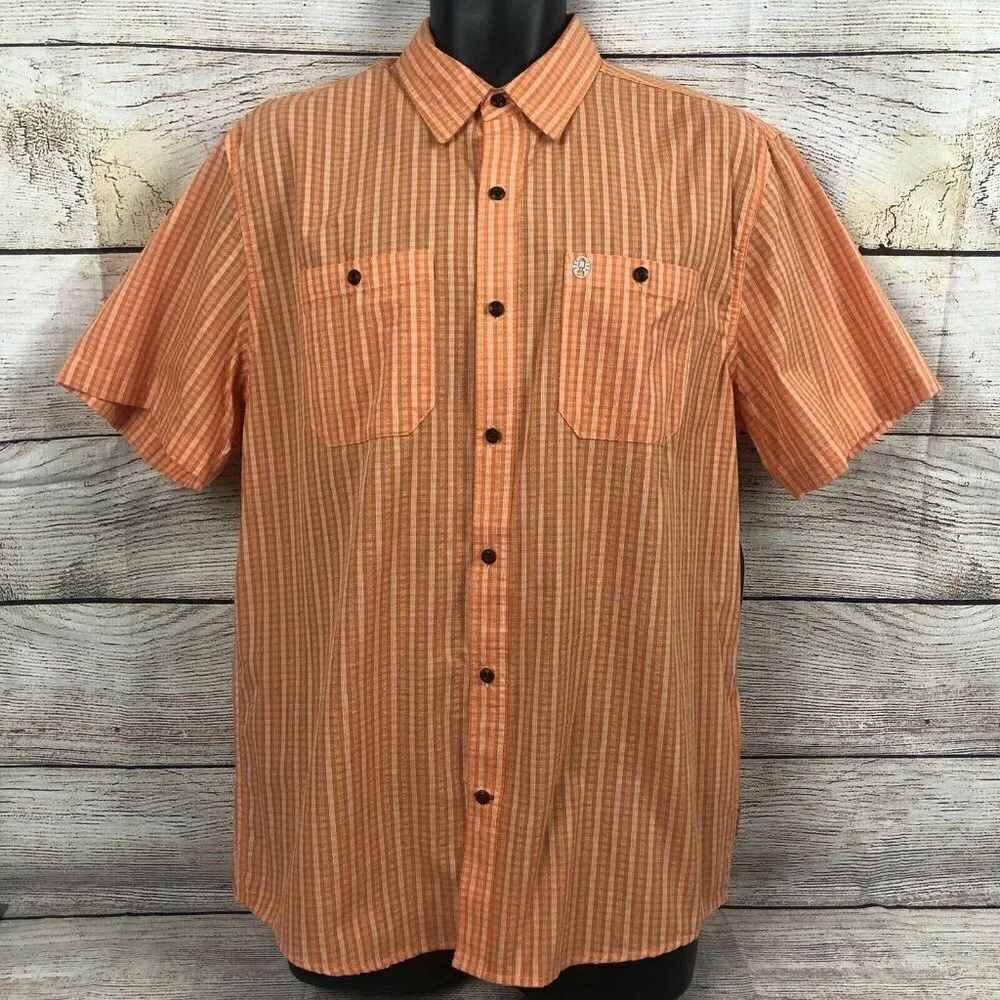 Coleman Guide Shirt Mens Large Orange Plaid Button Front - Picture 2 of 8